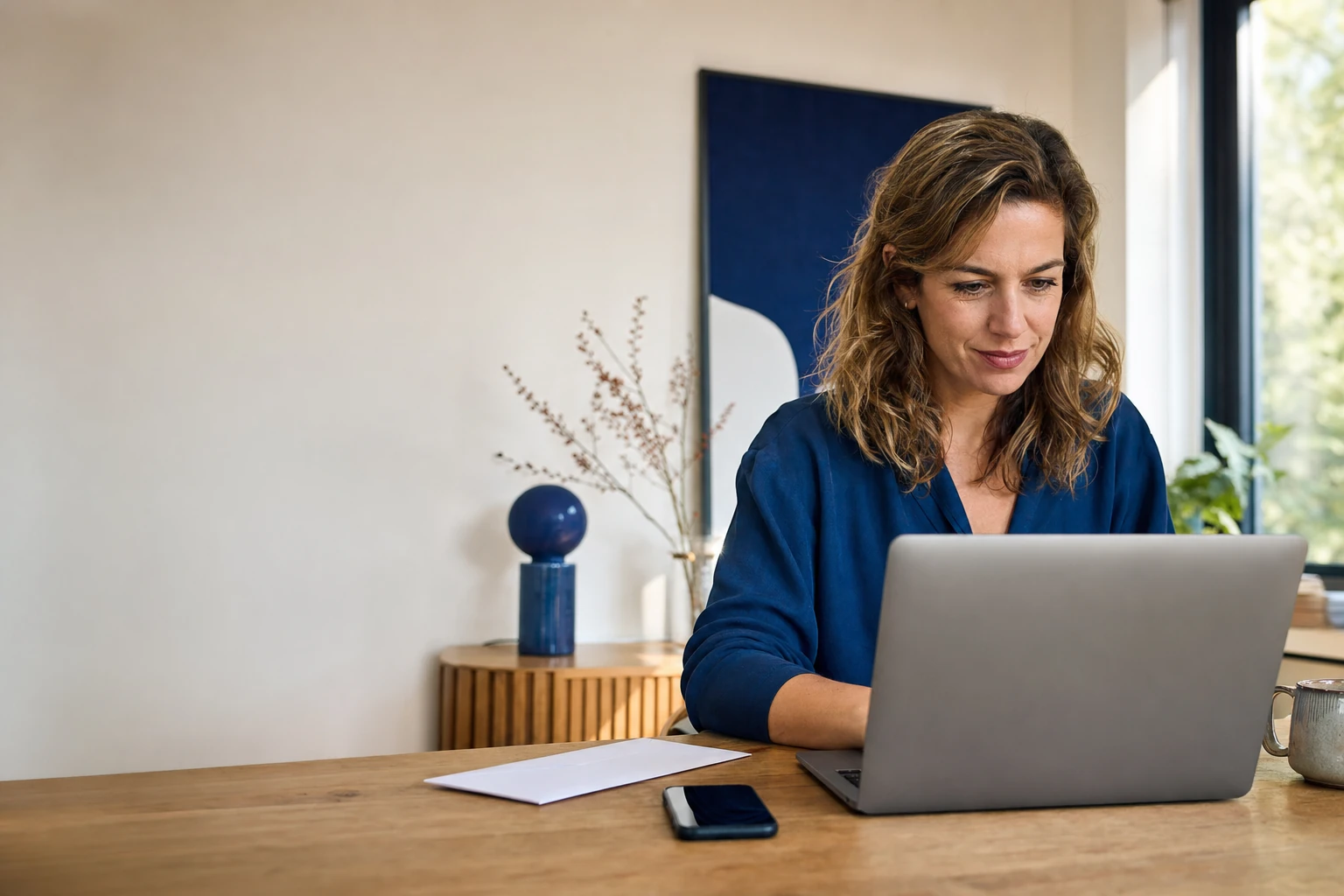 Thuiswerkende ondernemer gebruikt een virtueel kantoor met zakelijk adres